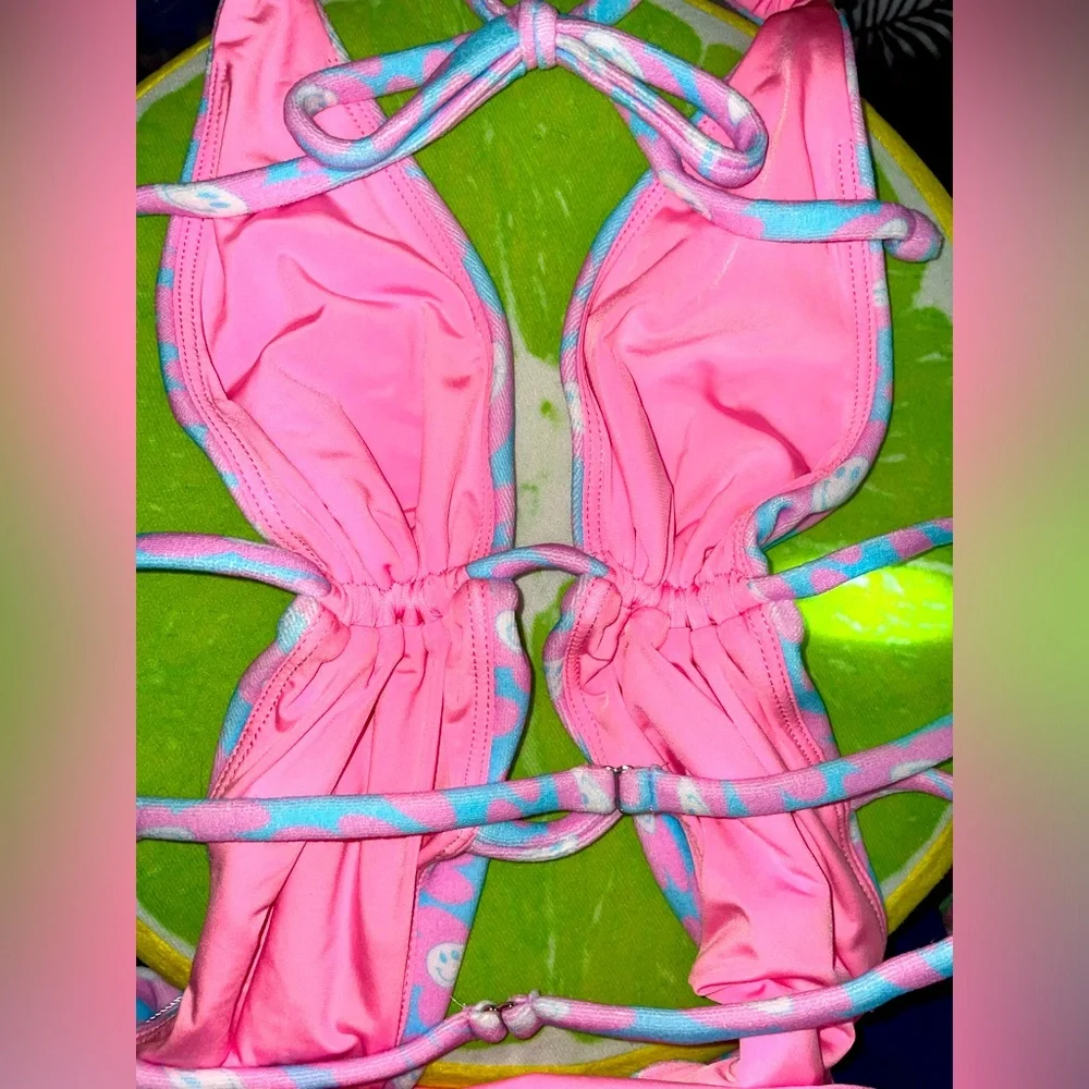 Frankie’s Bikinis Sz Med NWT Paris Terry Halter One-Piece Daisy Dream